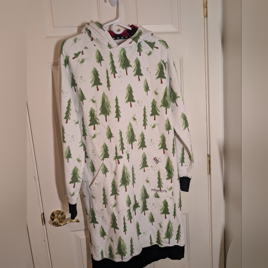 Lazy One Everygreen Tree Plaid Sleep Hoodie - Size Small/Medium